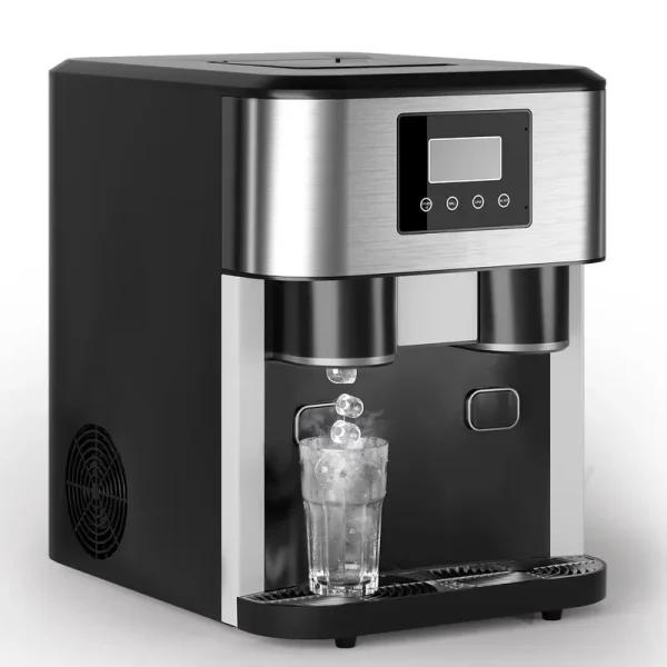 TABU 3 in 1 Ice Maker with Water Dispenser, 40 lb/24H, Ice Machine with Ice Crushing, Self Cleaning, Black