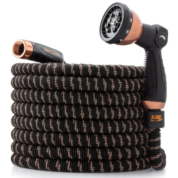 Pocket Hose Copper Bullet with Thumb Spray Nozzle As-seen-on-tv Expands to 100 ft, 650psi 3/4 in Solid Copper Anodized Aluminum Fittings Lead-Free
