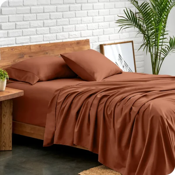 Bare Home Double Brushed Deep Pocket Sheet Set - Full - Terracotta