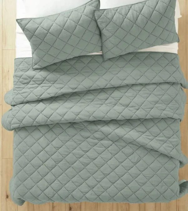 Better Homes & Gardens Diamond Gauze Quilt Set - Sage - Queen Each