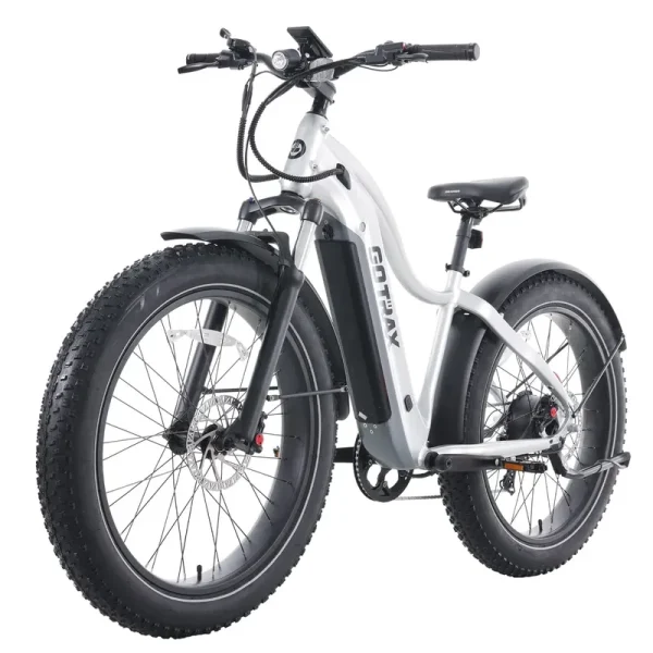 GOTRAX Tundra Electric Bike for Adults, 750W 48V 26" x 4" Fat Tire Adult Dirt Electric Bicycle, 20MPH All-Terrain Electric Mountain Bike, Step Over, Silver