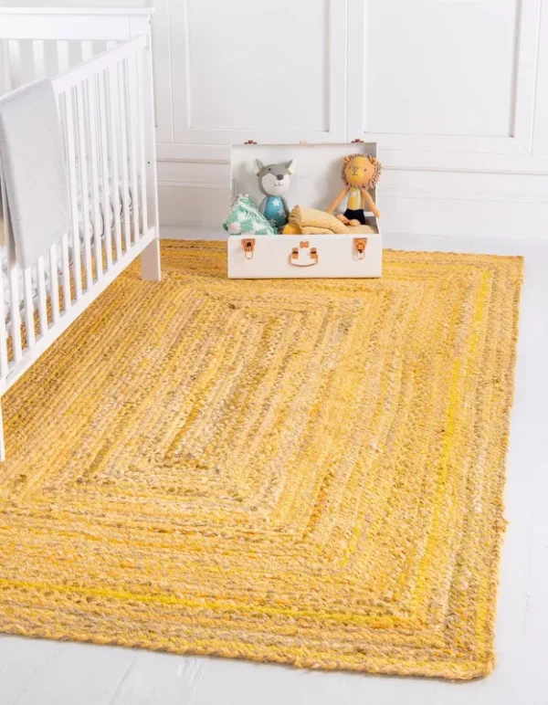 Unique Loom Braided Chindi Rug Yellow 2x3 ft