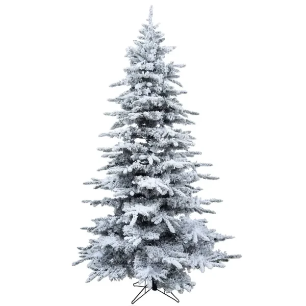 Christmas Time 7.5-ft Silverado Pine White Flocked Slim Christmas Tree with Metal Stand, No Lights