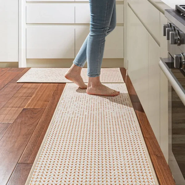 ILANGO Kitchen Rugs and Mats Non Skid Washable 2 Pcs, Absorbent Kitchen Runner Rugs for Floor, Front of Sink, Long Comfort Standing Mats for