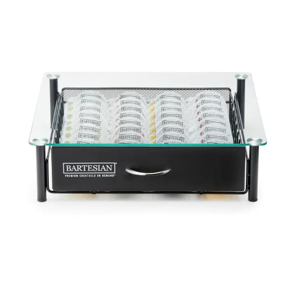 Bartesian Cocktail Capsule Storage Drawer Organizer - Stylish Mixology Cocktails Drink Mixer Holder Dispenser - Home Bar Accessories for Cocktail