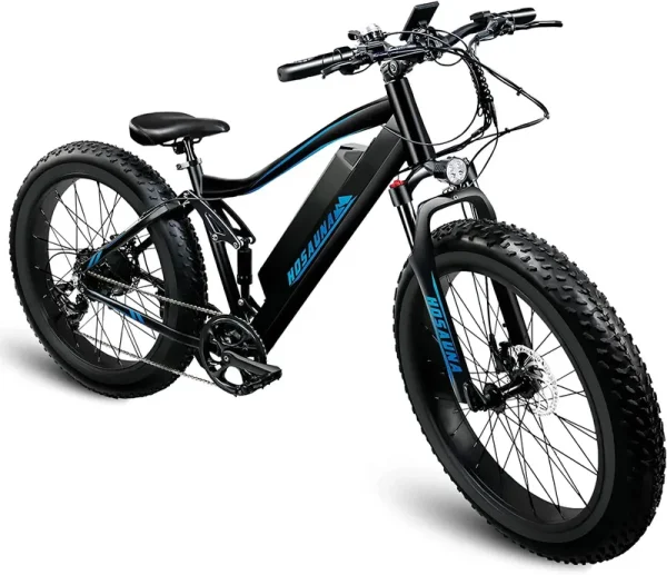 Electric Bike Electric Mountain Bike 500W Ebike26'' Fat Tire Ebike, 28+MPH Adults Ebike with Removable 48V 15ah Battery, Shimano 6 - Speed Black