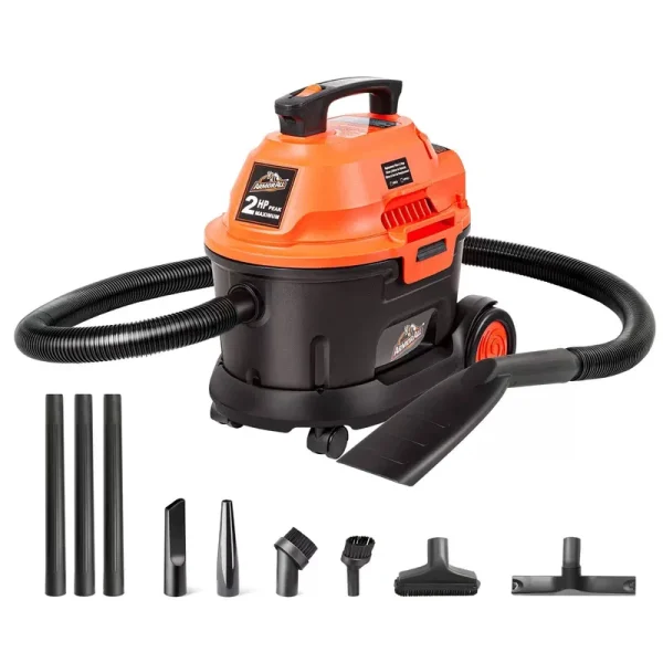 Armor All AA255W 2.5 Gallon 2 Peak HP Utility Wet/Dry Car and Shop VAC, 2.5-Gallon, Orange