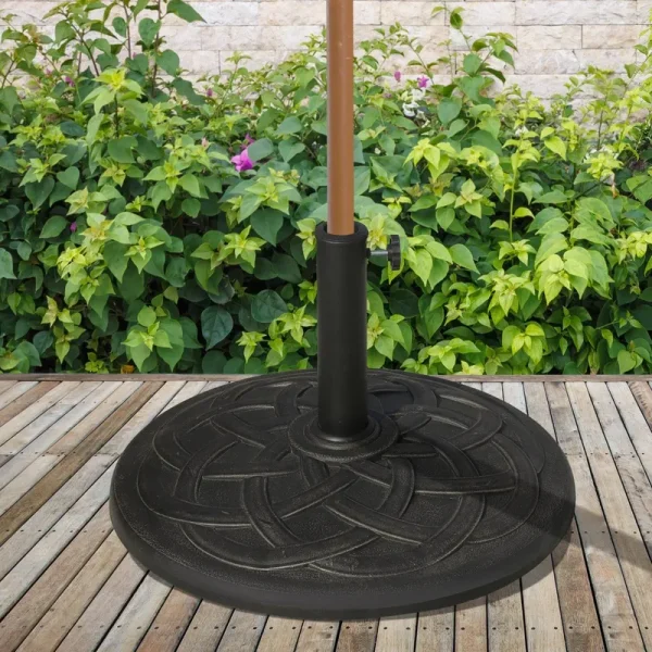 Outsunny 21.5" Round Decorative Cast Stone Umbrella Holder Base - Bronze Finish