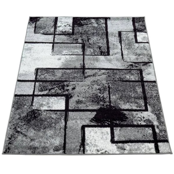 Paco Home Modern Black-White Area Rug with Abstract Paint Effect - 6'7" x 9'6"