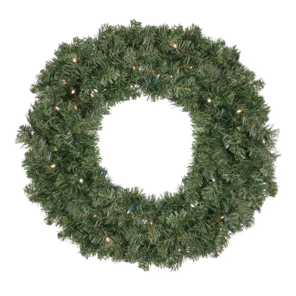Northlight 24" Pre-Lit LED Canadian Pine Artificial Christmas Wreath - Clear Lights - Green
