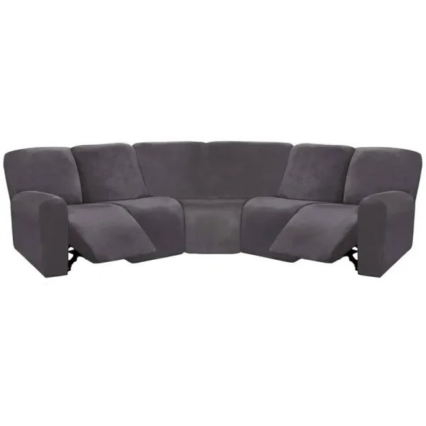 ULTICOR 7-Piece Sectional Sofa Covers, Velvet Stretch Reclining Couch Covers for Reclining L Shape Sofa, Thick, Soft, Washable (Dark Grey, 5 Seat