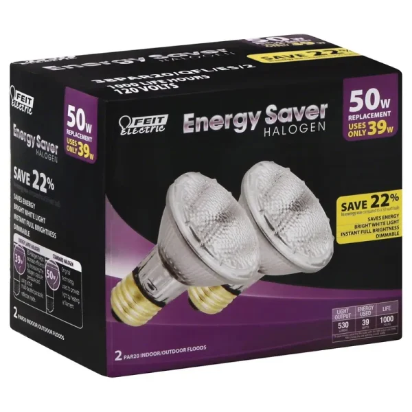 Feit Electric 38PAR20/QFL/ES/2 Dimmable Halogen Bulbs, 39 W - 2 pack