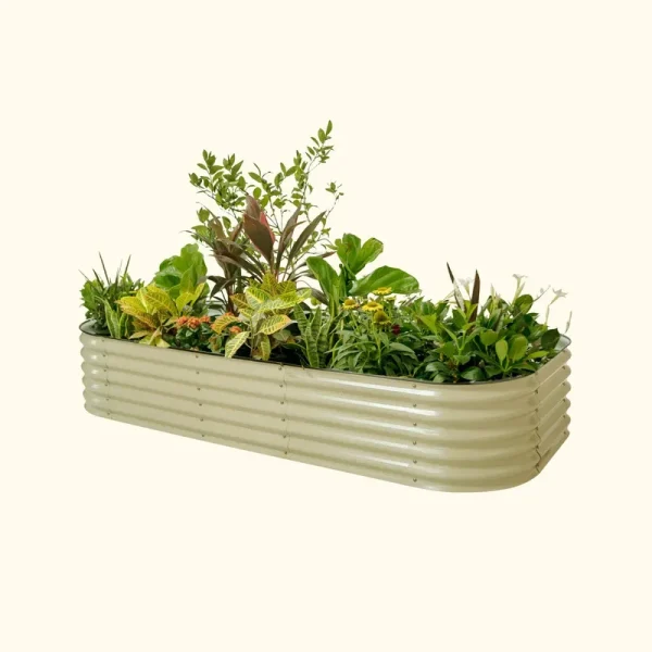 Vego 17" Tall 10 in 1 Modular Metal Raised Garden Bed Kit, Pearl White / 4.5'