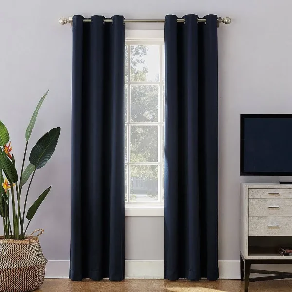 Sun Zero 2-Pack 100% Blackout Theater Grade Norway Grommet Curtain, Blue, 40X84