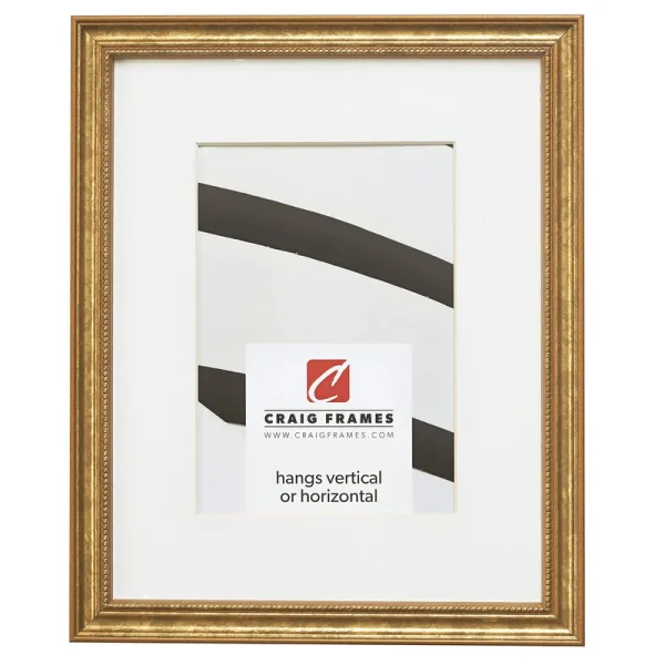 Craig Frames 314GD 11 x 14 inch Ornate Gold Picture Frame Matted to Display An 8 x 10 inch Photo