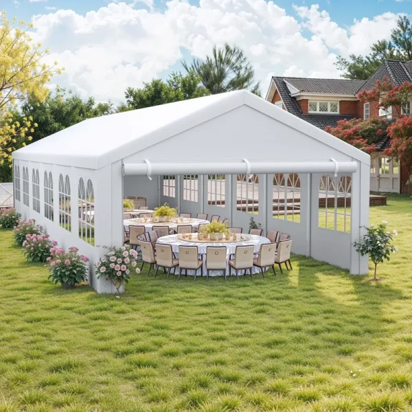 Dextrus 20' x 40' Heavy Duty Gazebo with Reinforced Triangular Column Outdoor Party Tent Canopy Event Shelters Upgraded Galvanized Carport with Removable Sidewall Windows for Commercial, Part