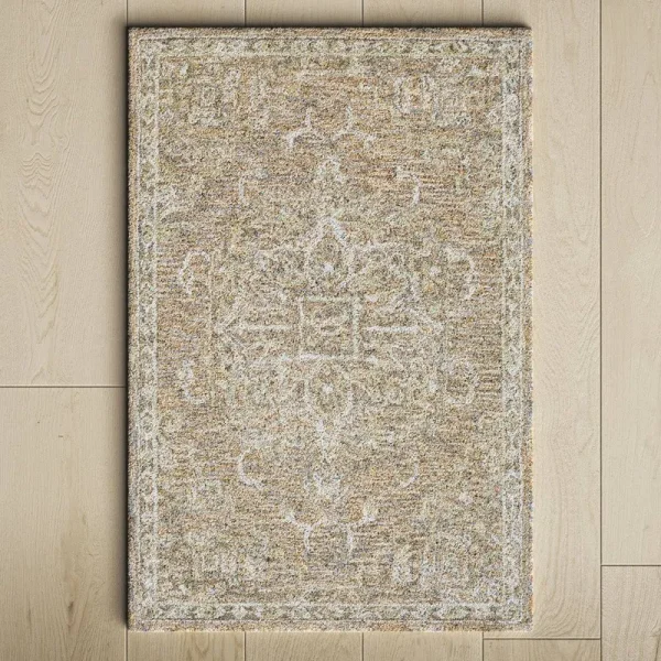 Cait Oriental Handmade Tufted Wool/Viscose Brown/Blue/Sage Area Rug Birch Lane Rug Size: Rectangle 2' x 3'