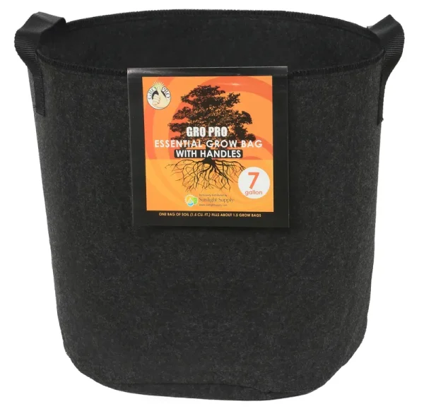 Gro Pro Essential Round Fabric Pot | Black - 7 Gallon