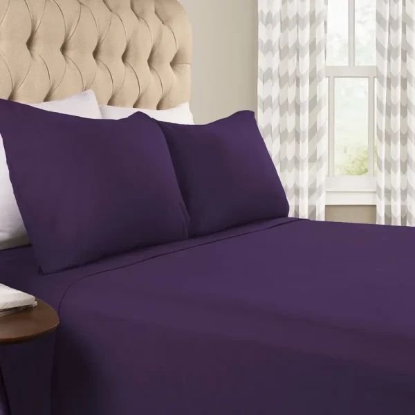 Superior Cotton Flannel Deep Pocket Solid Sheet, Split King ,Purple