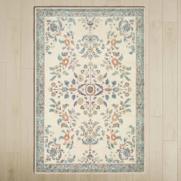 Berger Floral Cream/Burnt Orange/Blue/Sage/Wheat/Green Area Rug Birch Lane Rug Size: Rectangle 5'3" x 7'7"