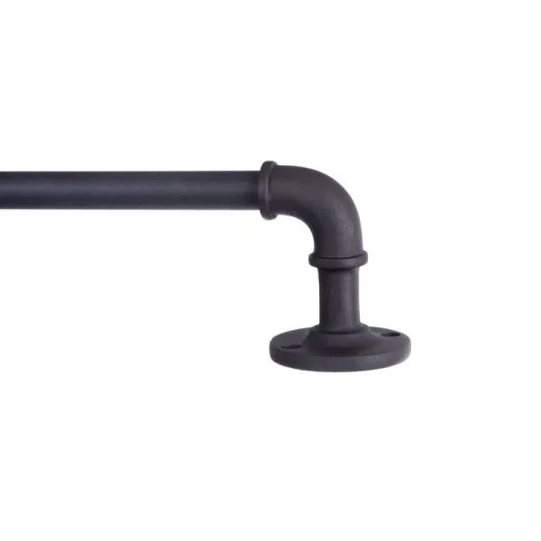 Kenney Adler 48 in. - 84 in. Adjustable 5/8 in. Single Indoor/Outdoor Rust-Resistant Wrap Around Curtain Rod in BlackL