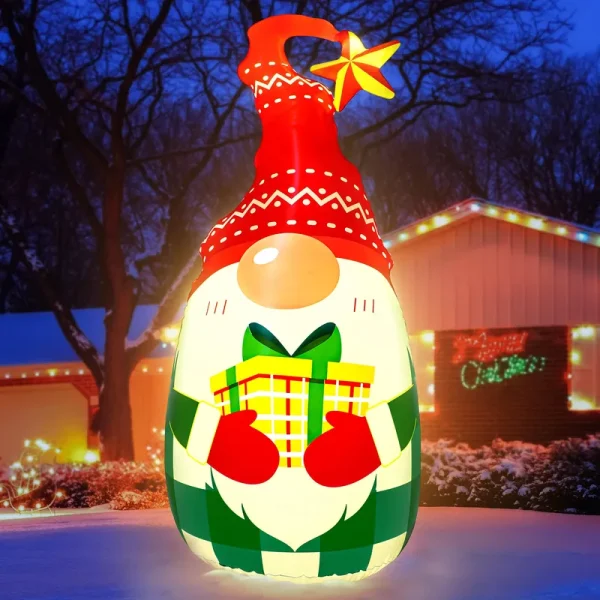 5ft Christmas Inflatables Decorations Outdoor - Blow Up Gnome Tumbler Xmas/Winter Holiday/Happy New Year 2022 Display Indoor Party Decor Supplies