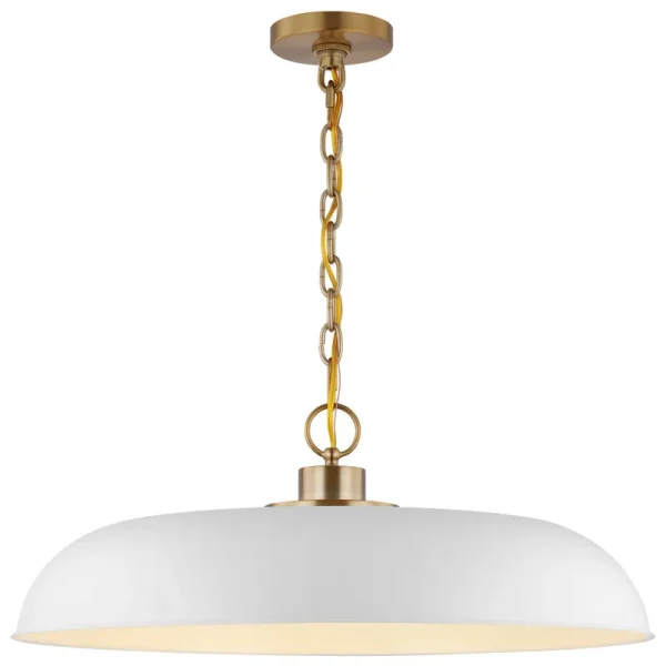 Eddy 1 - Light Single Dome Pendant Birch Lane Finish: Matte White/Burnished Brass, Size: 8" H x 24" W x 24" D