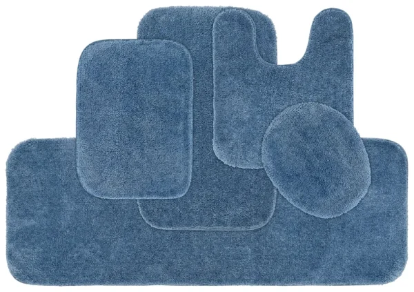 Garland Rug Basin Blue Traditional Plush Nylon 5-Piece Bath Rug Set
