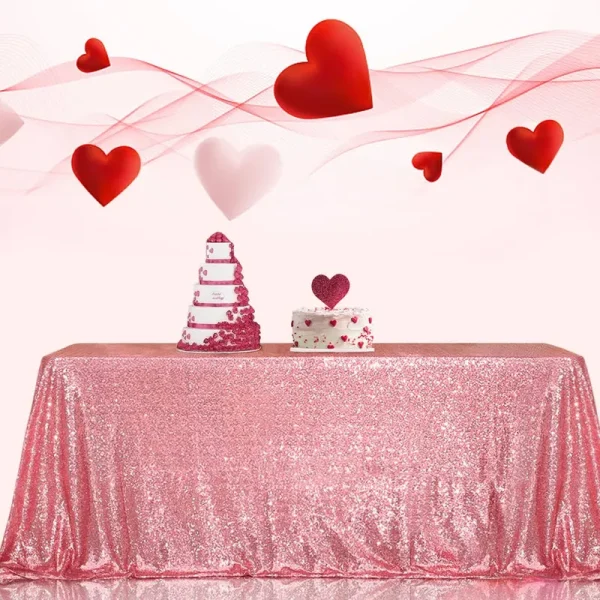 PartyDelight Sequin Tablecloth, Sequin Table Overlay Square, 50 inchx50 inch, Fuchsia Pink, Women's