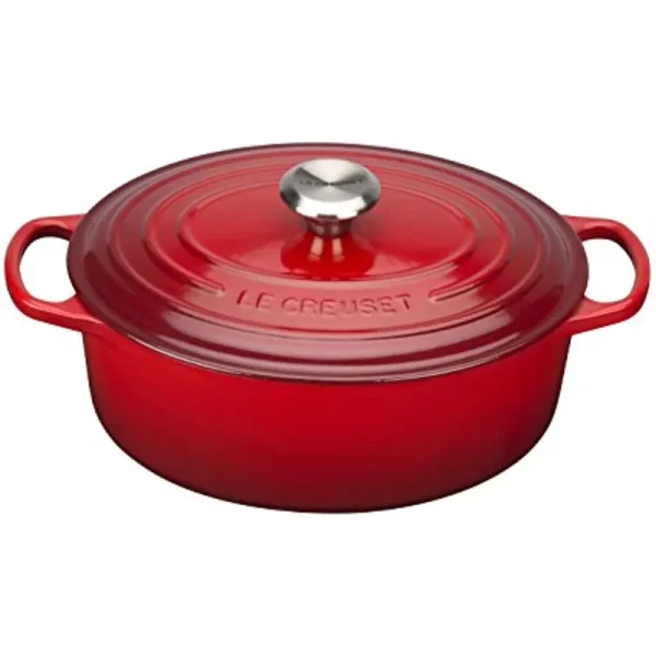 Le Creuset Enameled Cast Iron Signature Oval Dutch Oven, 5 Qt., Cerise