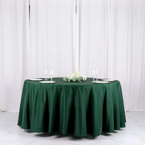 Efavormart 120" Hunter Emerald Green Polyester Round Tablecloth