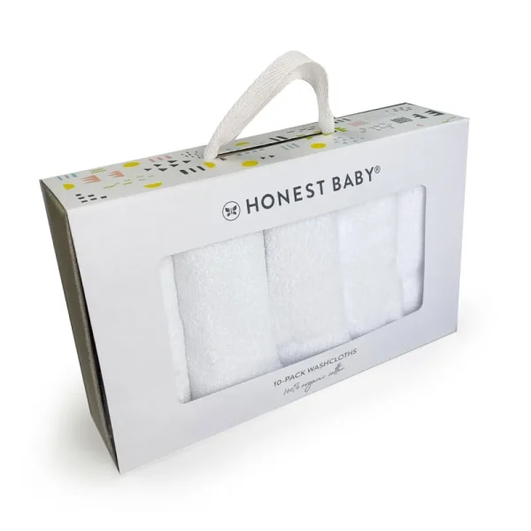 Honest Baby Clothing 10-Pack Organic Cotton Wash Cloths, White