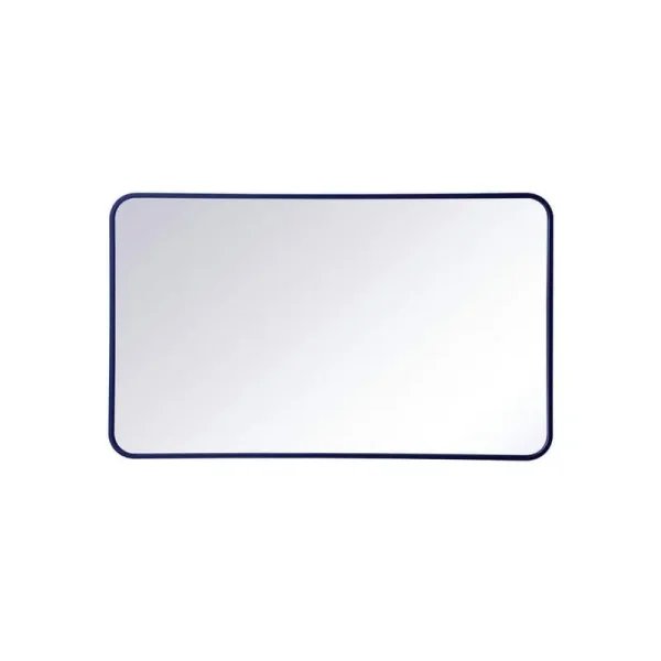 Timeless Home 40 in. H x 24 in. W Blue Modern Soft Corner Rectangular Wall Mirror