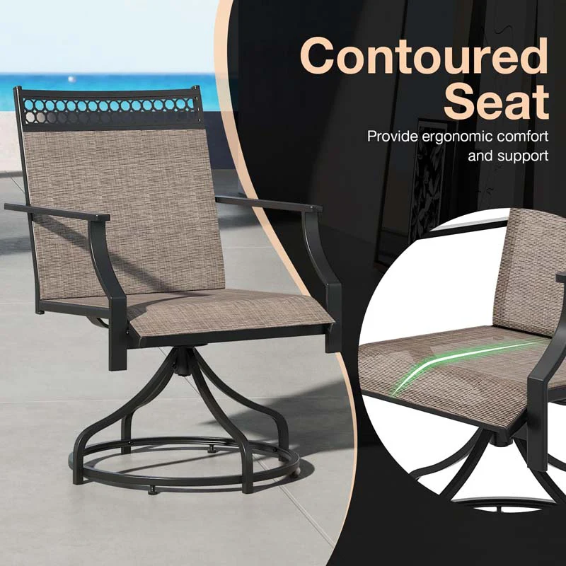 Eletriclife Outdoor Swivel Dining Chairs with Quick-Drying Fabric and Metal Frame
