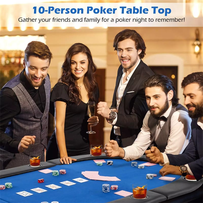 Eletriclife 82" x 42" 10-Player Triple-Fold Poker Table Top Portable Padded Oval Poker Card Table Topper