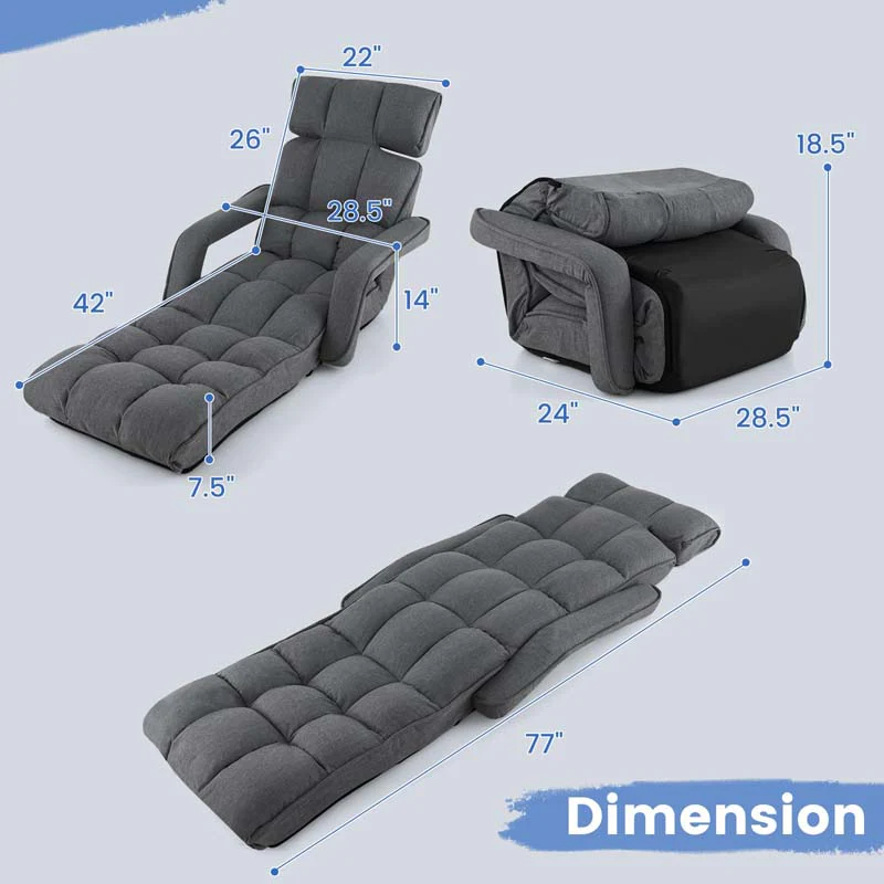 Eletriclife 6-Position Adjustable Floor Chair with Adjustable Armrests and Footrest