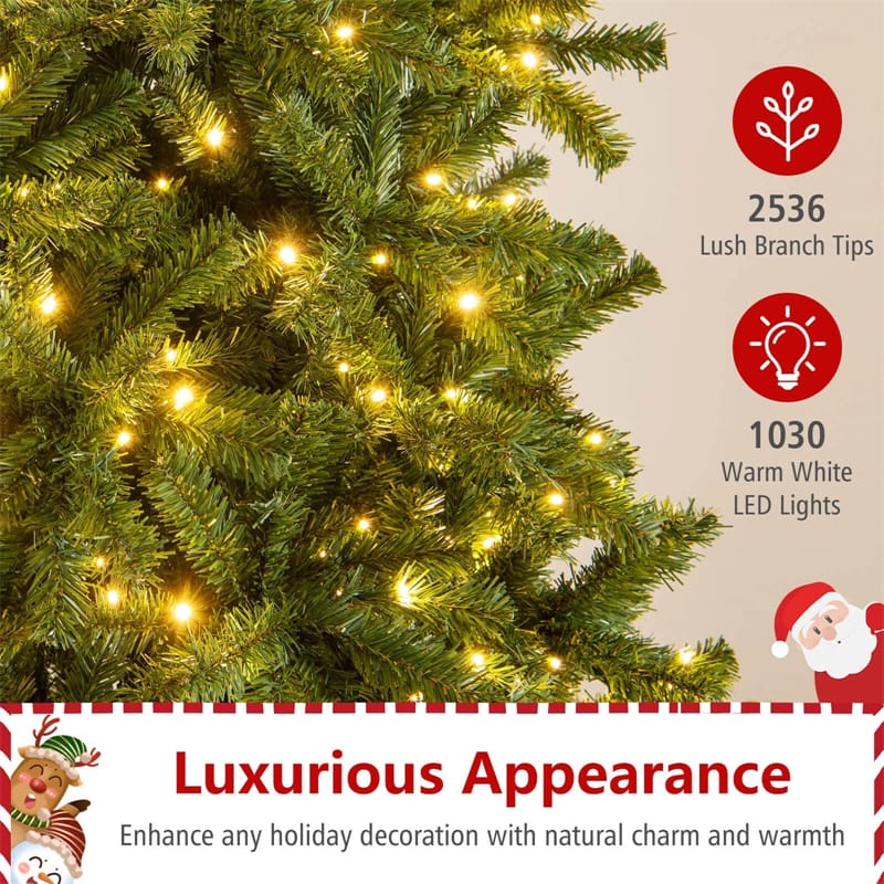 Eletriclife 12 FT Pre-Lit Artificial Christmas Tree with Quick Power Connector & 1030 Warm White LED Lights