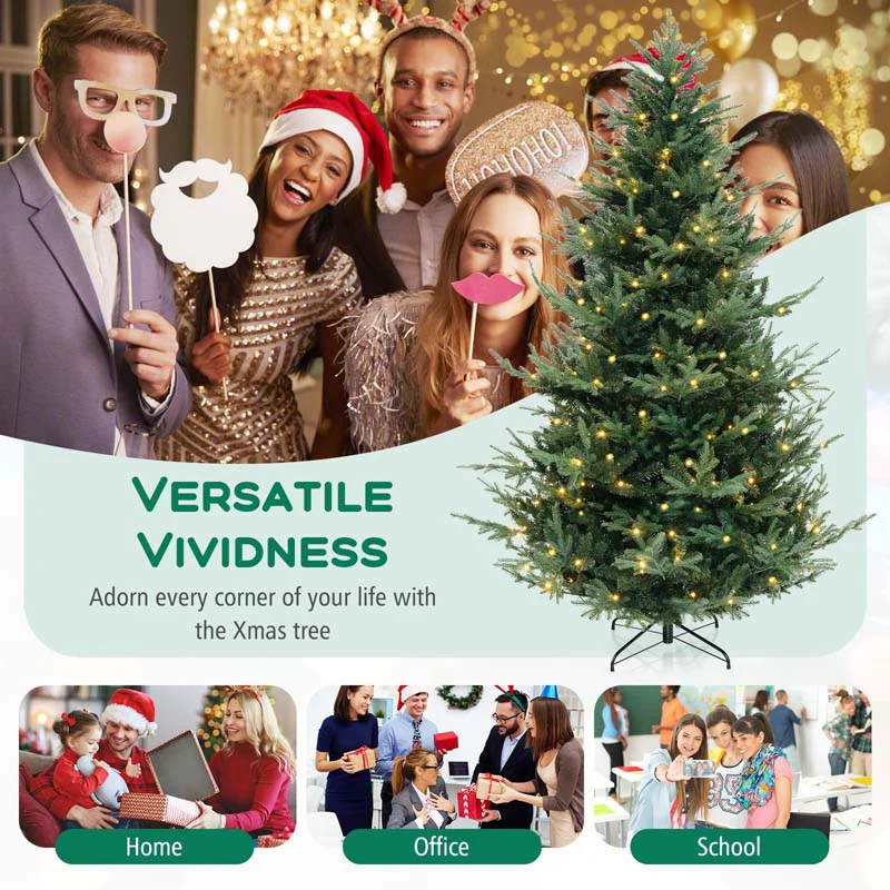 Eletriclife 6/7/8 Feet Pre-Lit Artificial Christmas Tree with Warm White LED Lights and Branch Tips