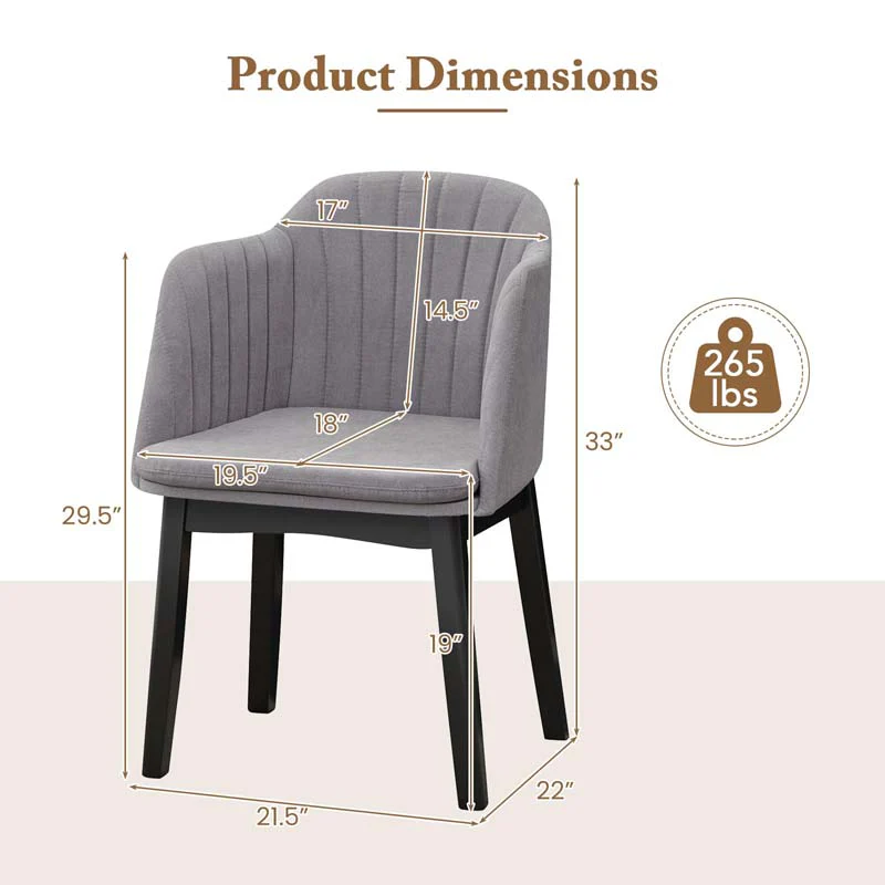 Eletriclife Upholstered Velvet Accent Modern Dining Chairs with Curved Backrests