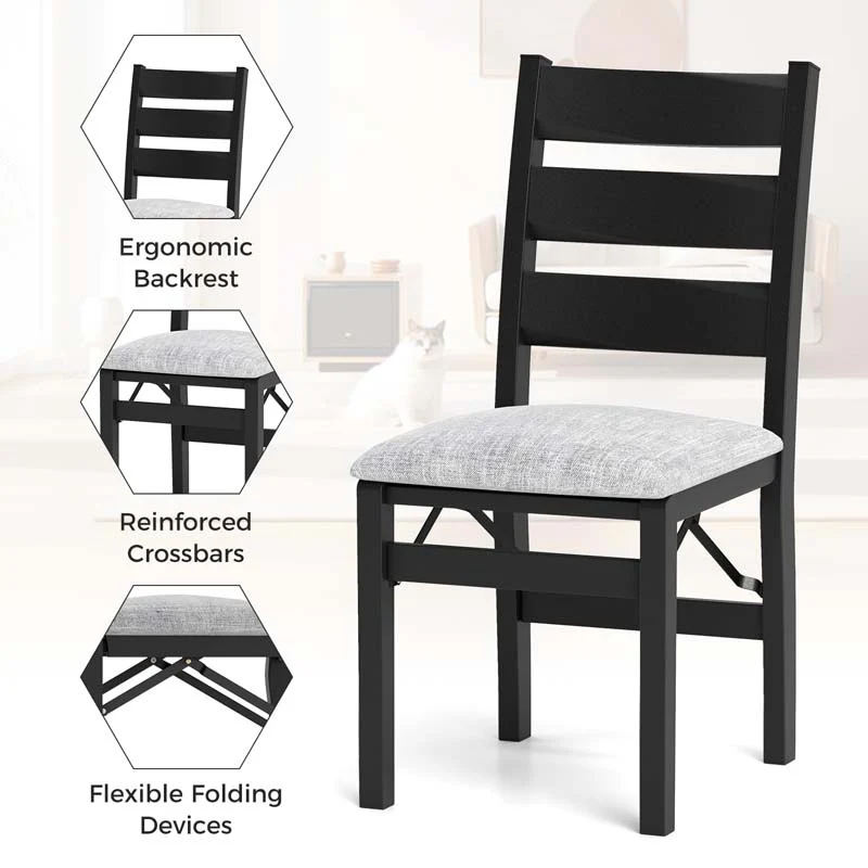 Eletriclife Modern Upholstered Folding Chairs with Comfy Backrest