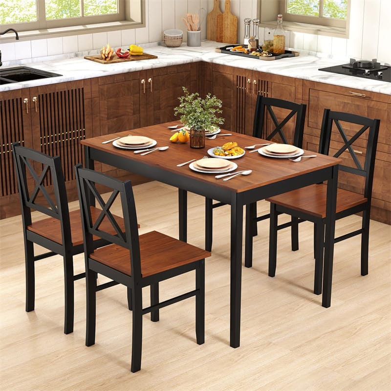Eletriclife 5-Piece Dining Table Set for 4, Mid-Century Modern Kitchen Table & 4 Chairs