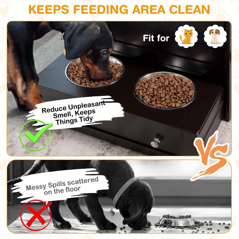 Eletriclife Pet Feeder Station with Stainless Steel Bowl