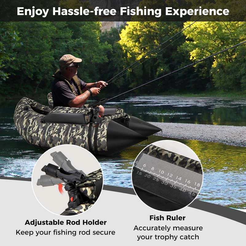 Eletriclife 350 LBS Inflatable Fishing Float Tube with Adjustable Backrest