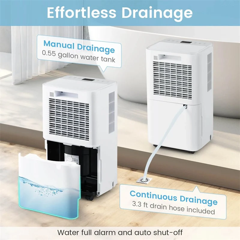 Eletriclife 32 Pints 2000 Sq.ft Dehumidifier for Basement with Drain Hose & 24H Timer