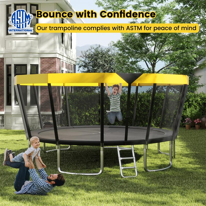 Eletriclife 16FT ASTM Approved Outdoor Recreational Trampoline with Safety Enclosure & Ladder for Kids Adults
