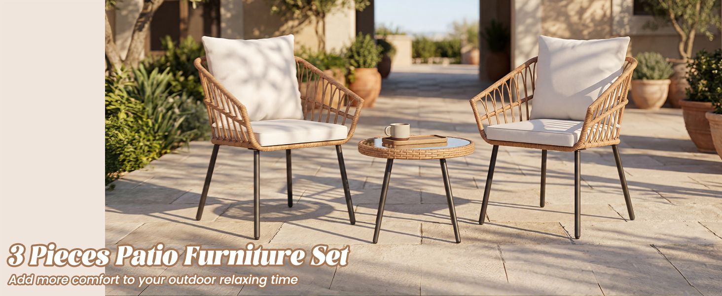 3 pieces patio furniture set