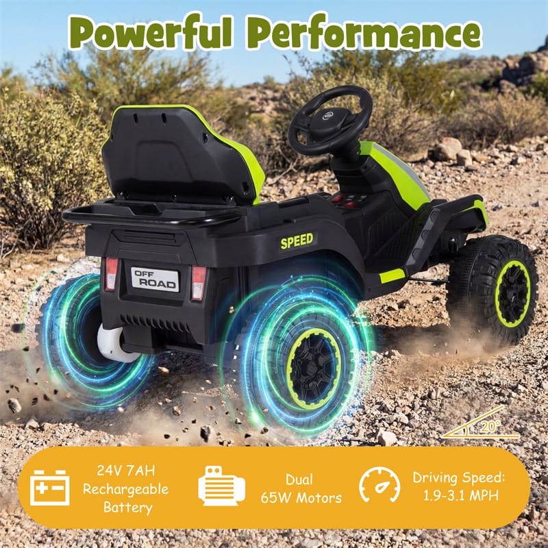 Eletriclife 24V Kids Ride On Tractor with Detachable Trailer, Parent Remote & 20° Climbing for Ages 3
