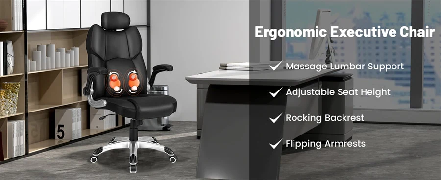 Eletriclife Executive 3D Kneading Massage Office Chair PU Leather with Remote Control