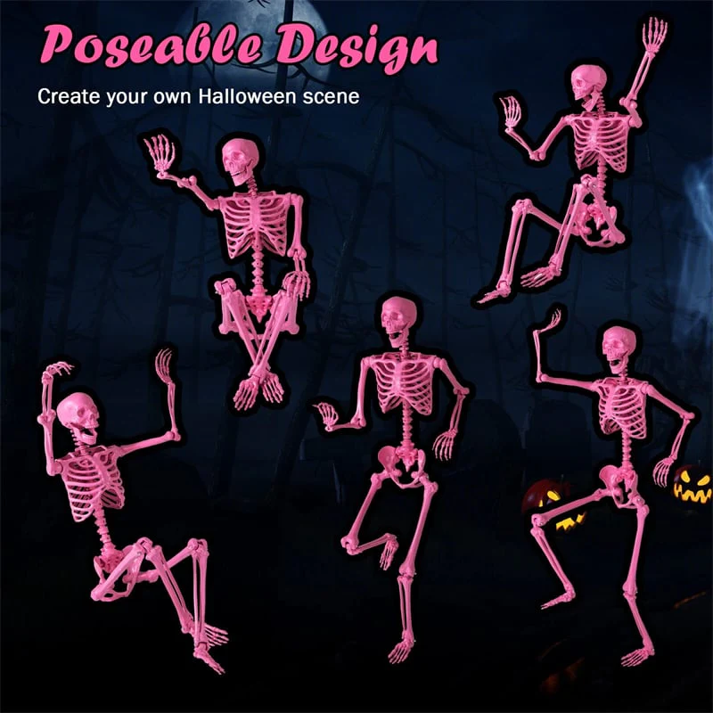 Eletriclife 5.5 FT Pink Halloween Skeleton, Life-Size Poseable Skeleton Decor for Indoor Outdoor Use