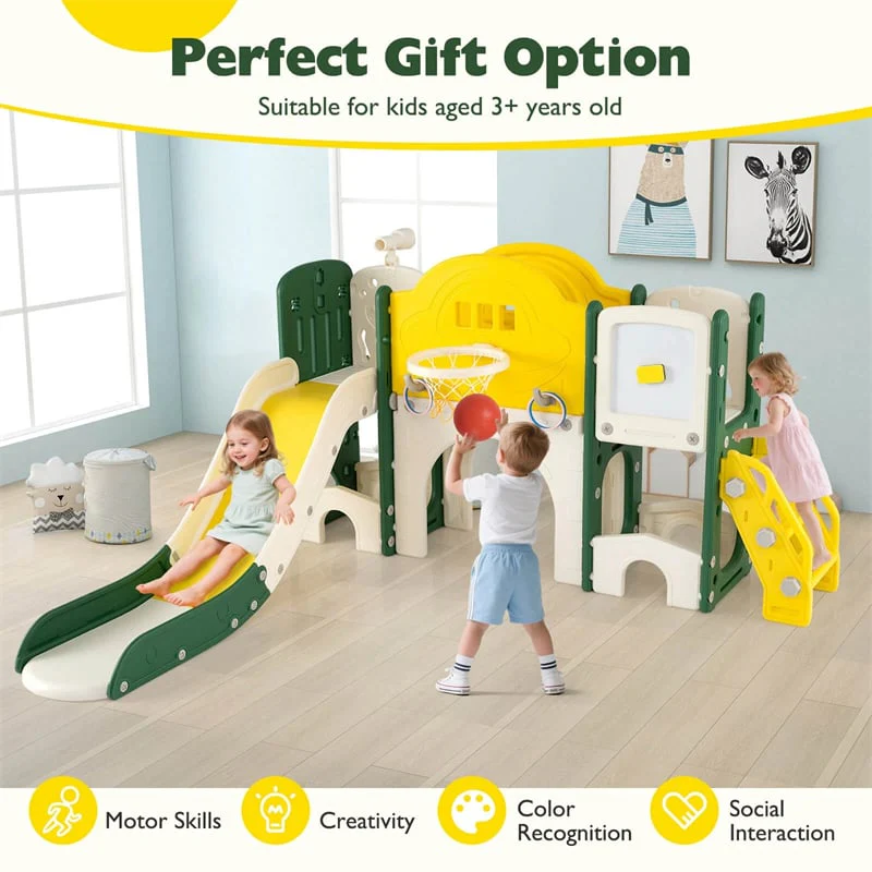 Eletriclife 10-in-1 Toddler Slide Set Kids Slide Climber Playset with Magnetic Whiteboard